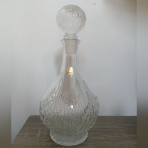 Vintage Oberglas Nordic Bark Austria Clear Glass Decanter